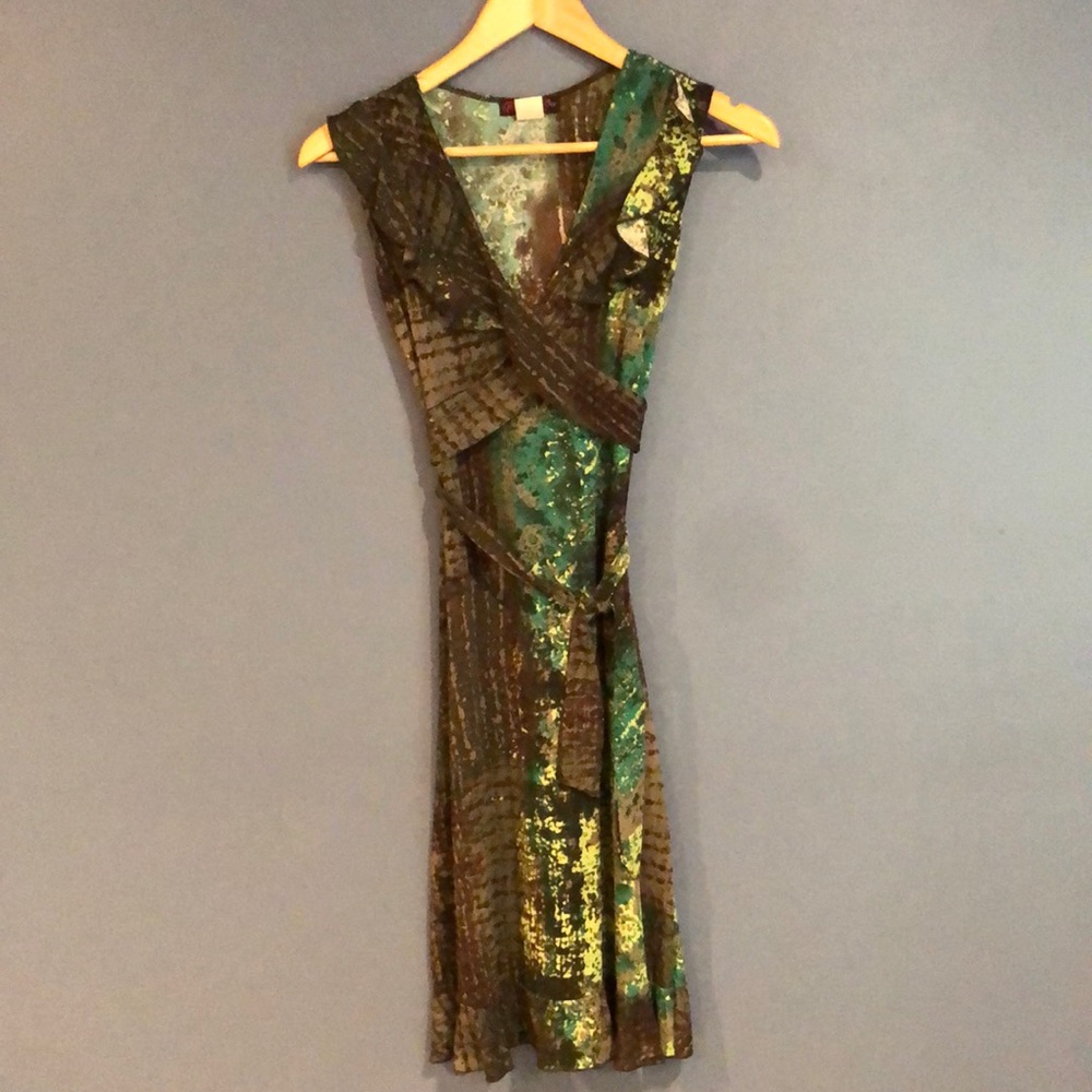 Super Flattering Multi Color Green Dress